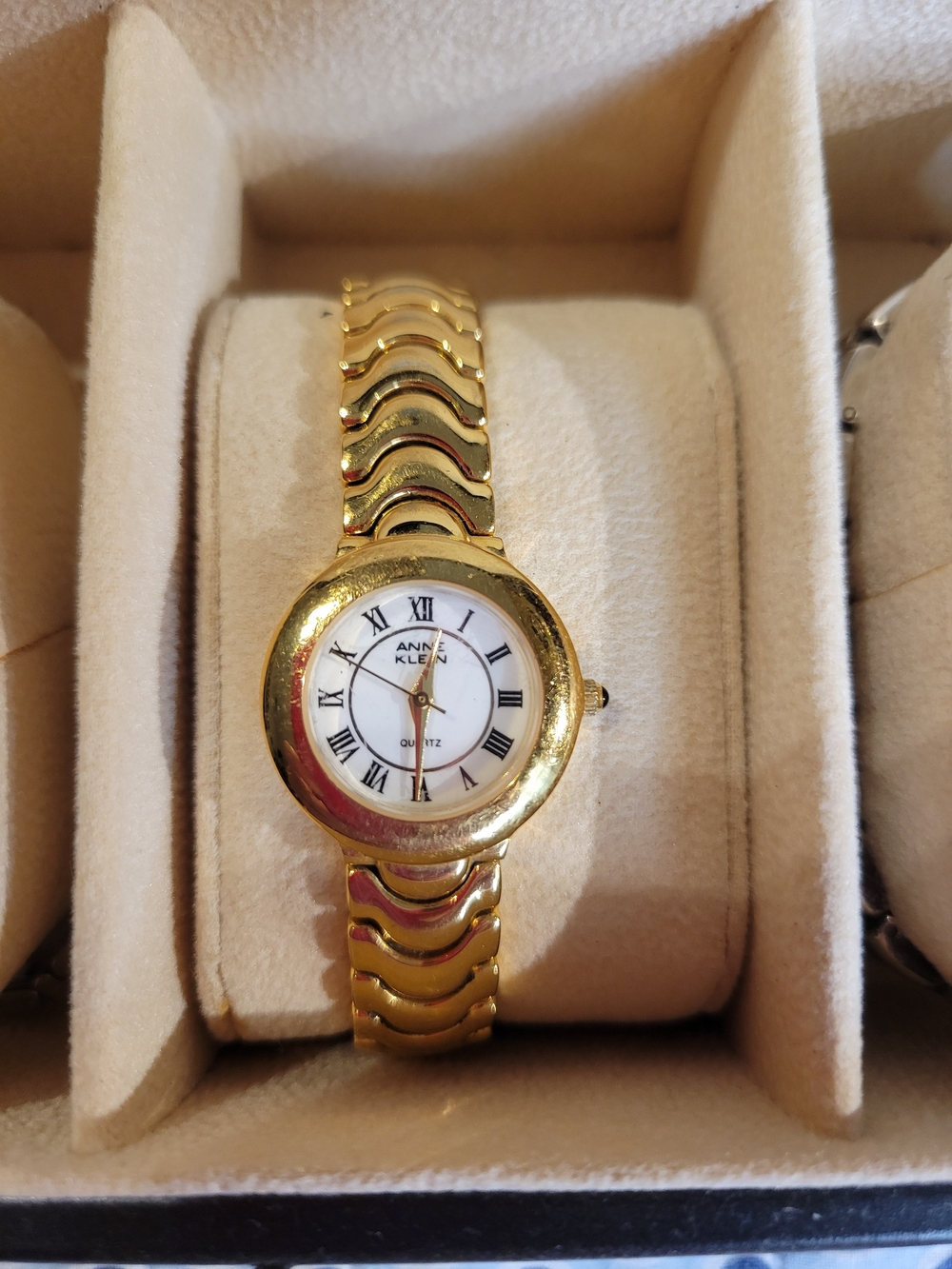 Anne Klein Gold-Tone Women's Round Dial Bracelet Watch with White Face